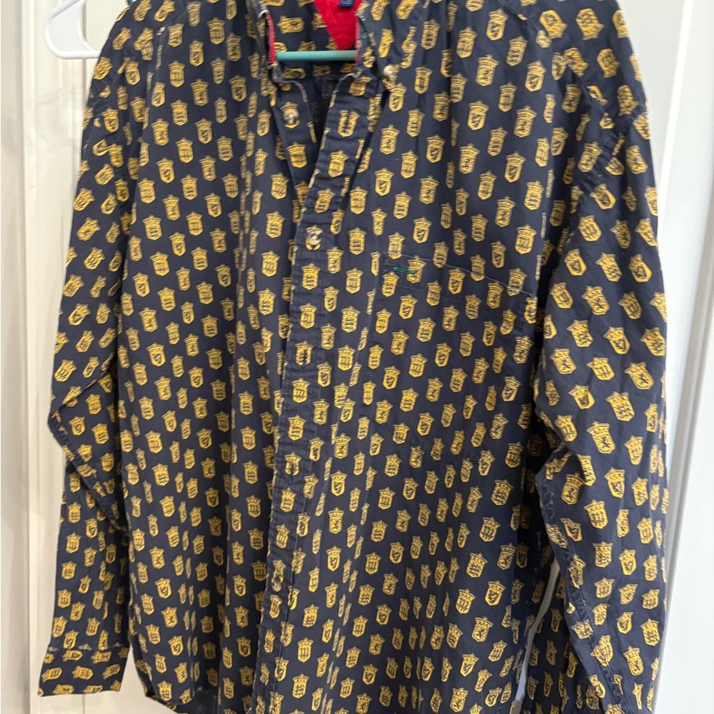 Vintage Tommy Hilfiger Navy and Gold Casual Shirt